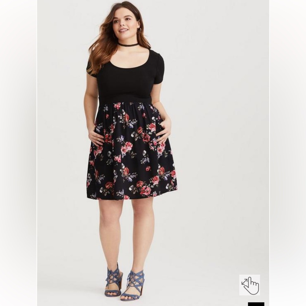 Mini Challis And Knit Skater Dress